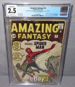 AMAZING FANTASY #15 (Spider-Man, Peter Parker 1st app) CGC 2.5 GD+ Marvel 1962
