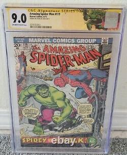 AMAZING SPIDER-MAN #119 CGC 9.0 SS Signed by STAN LEE! 1973