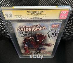 AMAZING SPIDER-MAN 1 GAMESTOP CGC 9.8 SS Signed By STAN LEE, HORN, AND SLOTT 3X