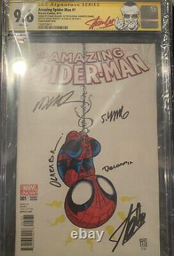 AMAZING SPIDER-MAN #1 (Signed Skottie Young Variant) 2014 CGC 9.6 SS 5x Stan Lee