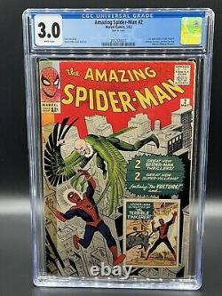 AMAZING SPIDER-MAN #2 CGC 3.0 1st Vulture! WHITE PAGES