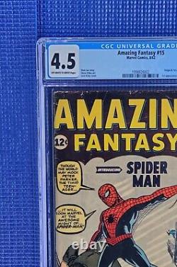 Amazing Fantasy #15 CGC 4.5 OWithW 1st Spider-Man! MARVEL 1962 (Stunning Book!)