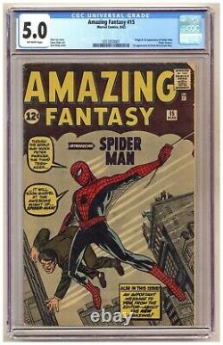 Amazing Fantasy 15 (CGC 5.0) Origin/1st app. Spider-Man Ditko Kirby 1962 Marvel