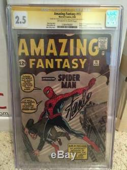 Amazing Fantasy #15 Cgc 2.5 Signed Stan Lee Af15 1st Appearance Spider-man