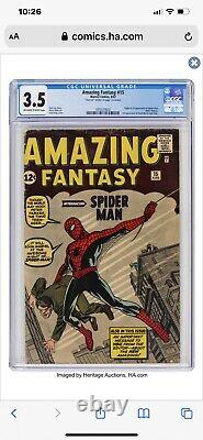 Amazing Fantasy #15 Cgc 3.5 Signed Stan Lee Af15 1st Appearance Spider-man
