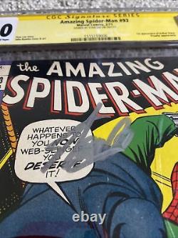 Amazing SPIDERMAN #93 CGC 4.0 SS Signed By Stan Lee
