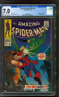 Amazing SPIDER MAN 49 CGC 7.0 Stan Lee Story Kraven John Romita art 1967