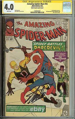 Amazing Spider-Man #16 1st Daredevil crossover CGC 4.0 SS Stan Lee
