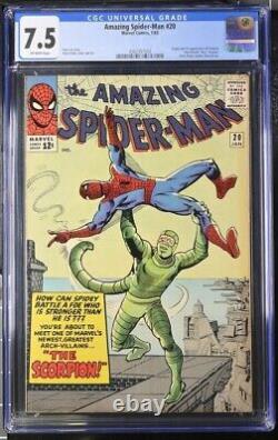 Amazing Spider-Man #20 CGC 7.5 Origin + 1st Appearance Scorpion Ditko Cover 1965