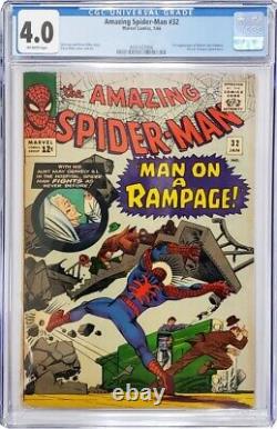 Amazing Spider-Man #32 CGC 4.0 VG Stan Lee Steve Ditko Jan 1966 Silver Age