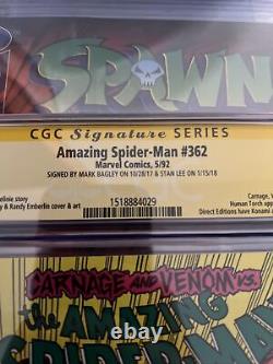 Amazing Spider-Man #362? CGC 9.8 NEWSSTAND BAGLEY + STAN LEE FINALE SIGNATURE