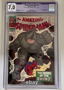 Amazing Spider-Man #41 1966 CGC 7.0 FN/VF 1st Rhino Appearance Restored Classic
