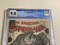 Amazing Spider-Man #41 CGC 9.0 OWithW Pages 1st App. Of the Rhino RARE HIGH GRADE