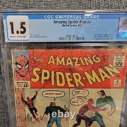 Amazing Spider-Man #4 CGC 1.5 1st Sandman 1963 Ditko Stan Lee Story