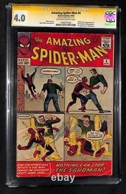 Amazing Spider-Man #4 CGC 4.0 Signed by Stan Lee 1st Appearance Sandman Comic