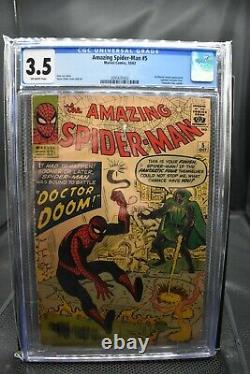 Amazing Spider-Man #5 CGC 3.5 Marvel 1963 1st Doctor Doom outside FF Stan Lee Dr