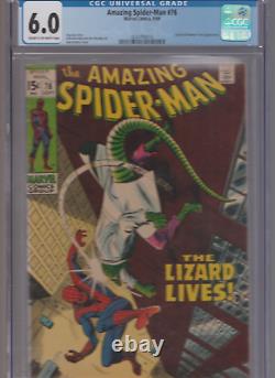 Amazing Spider-Man #76 (1969) CGC 6.0 CLASSIC Romita LIZARD COVER & STAN STORY