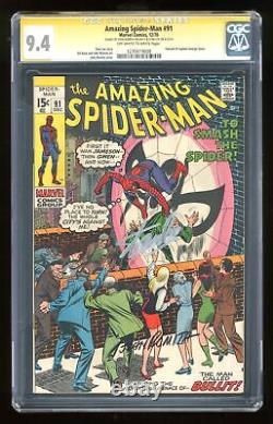 Amazing Spider-Man #91 CGC 9.4 SS Stan Lee 1235619008