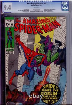 Amazing Spider-Man #97 CGC 9.4 WHITE Green Goblin drug story not approved by CC
