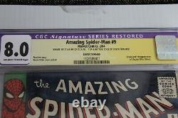 Amazing Spider-Man #9 CGC 8.0 RESTORED (Marvel) Signed by Stan Lee