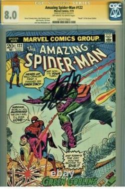 Amazing Spider-man #122 Cgc 8.0 Signed By Stan Lee! Death Of The Green Goblin