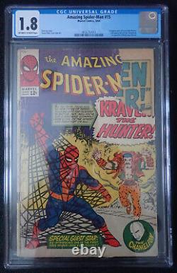 Amazing Spider-man #15? CGC 1.8 OWithWH? 1st Kraven the Hunter 1964 Stan Lee