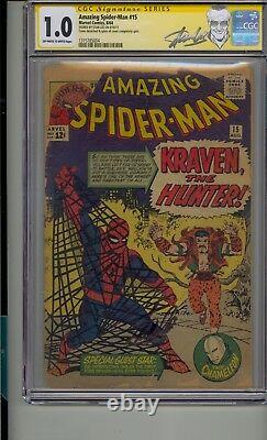 Amazing Spider-man #15 Cgc 1.0 Ss Signed Stan Lee 1st App Kraven The Hunter