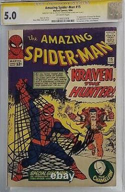 Amazing Spider-man #15 Cgc 5.0 Ss Signed Stan Lee 1st Kraven The Hunter
