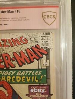 Amazing Spider-man #16 Cbcs 5.0-signed By Stan Lee-key 1st Daredevil Crossover