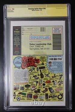 Amazing Spider-man #194 Cgc 9.0 1979 Signed Stan Lee 1st Appearance Black Cat