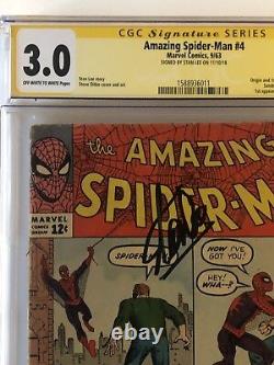 Amazing Spider-man #4 Cgc 3.0 Signed Stan Lee 1st Sandman Last Known Signing