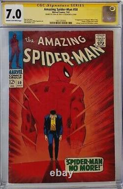 Amazing Spider-man #50 Cgc 7.0 Ss Signed Stan Lee On Back Cover 1st Kingpin