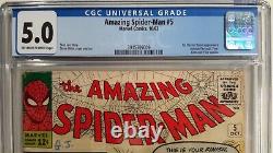 Amazing Spider-man #5 Cgc 5.01963 Marvel1st App Of Dr. Doomstan Leeditko