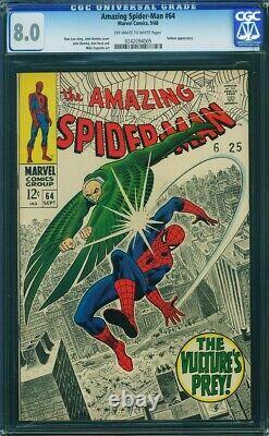 Amazing Spider-man #64 CGC 8.0 OWithWP 1968 Marvel (Vulture app) Stan Lee & Romita