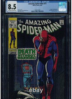 Amazing Spider-man #75 Cgc 8.5 1969 Death Of Silvermane Stan Lee Lizard App Owtw
