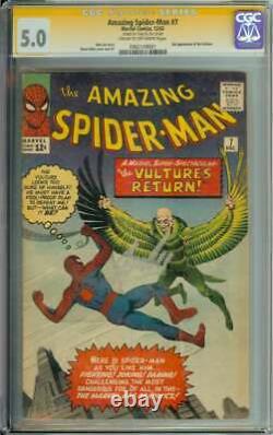 Amazing Spider-man #7 Cgc 5.0 Cr/ow Pages // Signed By Stan Lee