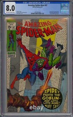 Amazing Spider-man #97 Cgc 8.0 Green Goblin Stan Lee Story John Romita Cover