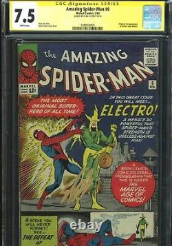 Amazing Spider-man 9 CGC 7.5 Stan Lee SS 1st Electro White Pages