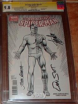 Amazing Spiderman 1 Cobra Sketch Variant Signed 3x Cgc 9.8 Stan Lee Romita Slott