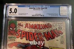 Amazing Spiderman #38 CGC 5.0 Stan Lee Last Steve Ditko Art 2nd Mary Jane Cameo