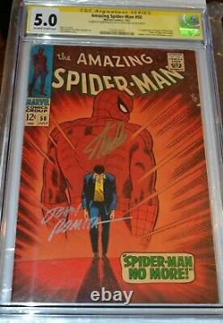 Amazing Spiderman #50 CGC 5.0 SS 2X 1st Kingpin Stan Lee John Romita Signature