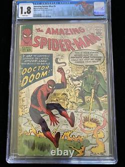 Amazing Spiderman #5 CGC 1.8 White Pages, Marvel 10/63 Stan Lee Steve Ditko Key