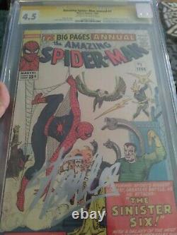 Amazing spiderman annual #1 4.5 cgc signed stan lee 1app sinister six hot book
