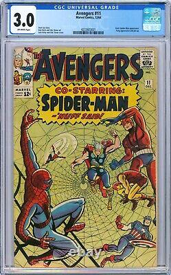 Avengers #11 1964 Marvel CGC 3.0 1st Spider-Man & Avengers, 2nd Kang, Wonder Man