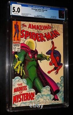 CGC AMAZING SPIDER-MAN #66 1968 Marvel Comics CGC 5.0 VG-F STAN LEE