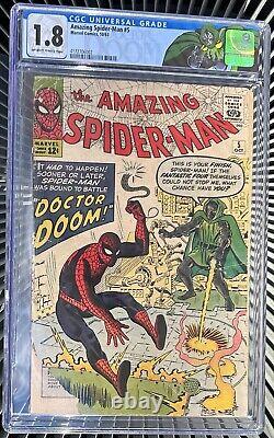 Cgc 1.8 Amazing Spider-man #5 1963 1st Doctor Doom Vs Spider-man