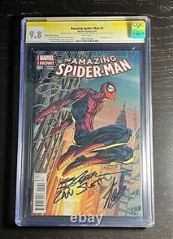 Cgc 9.8 Amazing Spider-man #1 Marvel Signed By Stan Lee Neal Adams & Dan Slott