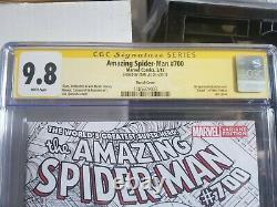Cgc Ss 9.8 Amazing Spider-man #700 White Pages Stan Lee Sketch Var. Gold Sign
