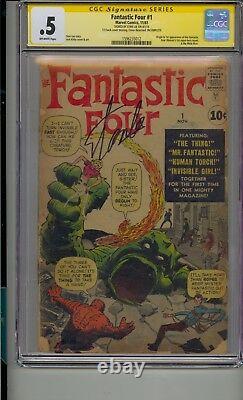 Fantastic Four #1 Cgc. 5 Ss Signed Stan Lee Spider-man