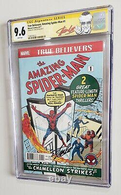 Marvel True Believers Reprint Amazing Spiderman #1 Signed by Stan Lee CGC 9.6 SS